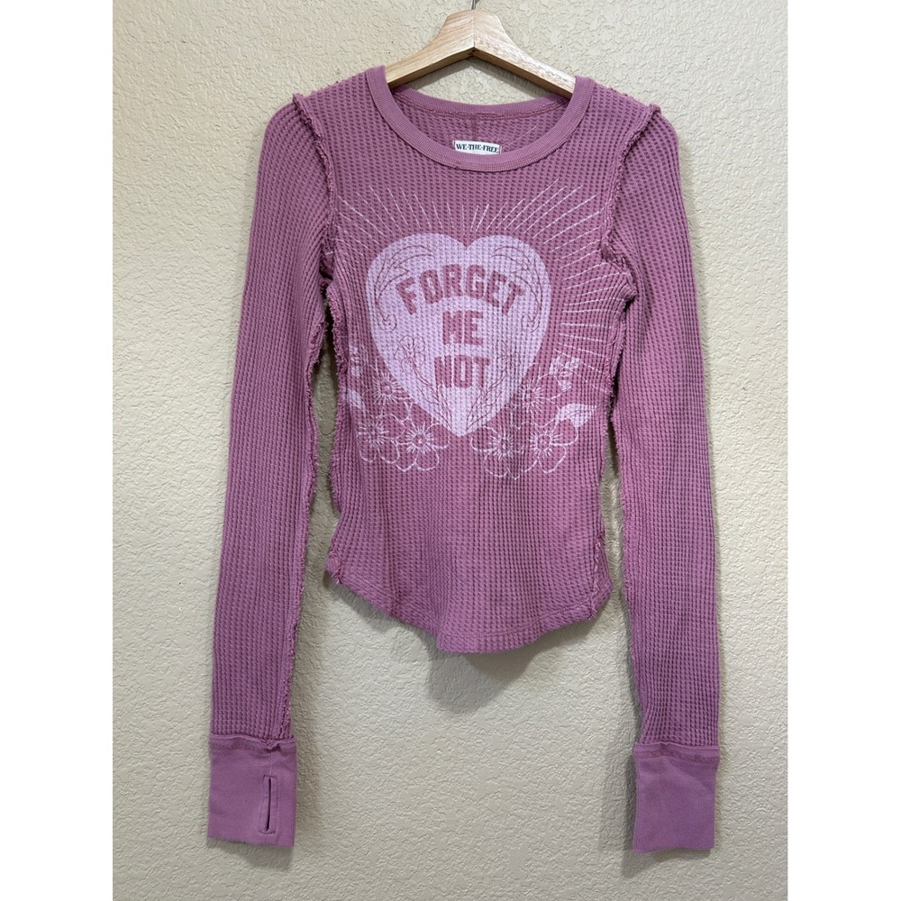 Free People S We The Free Forget Me Not Thermal Mauve Purple Waffle Knit Boho